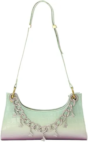 DJBM Women Pearl Handle Clutch Bag Superior Trendy Gradient Underarm Purse for Nightclub Gathering