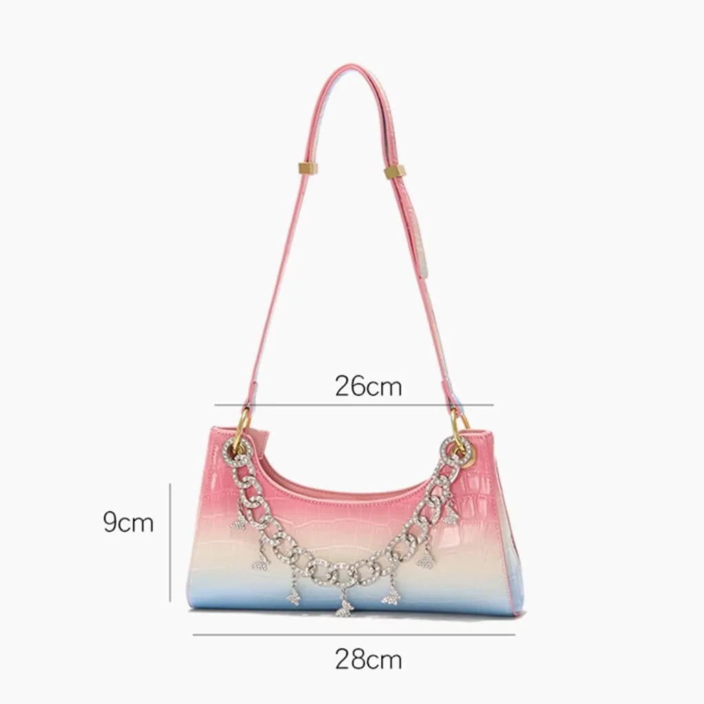 DJBM Women Pearl Handle Clutch Bag Superior Trendy Gradient Underarm Purse for Nightclub Gathering