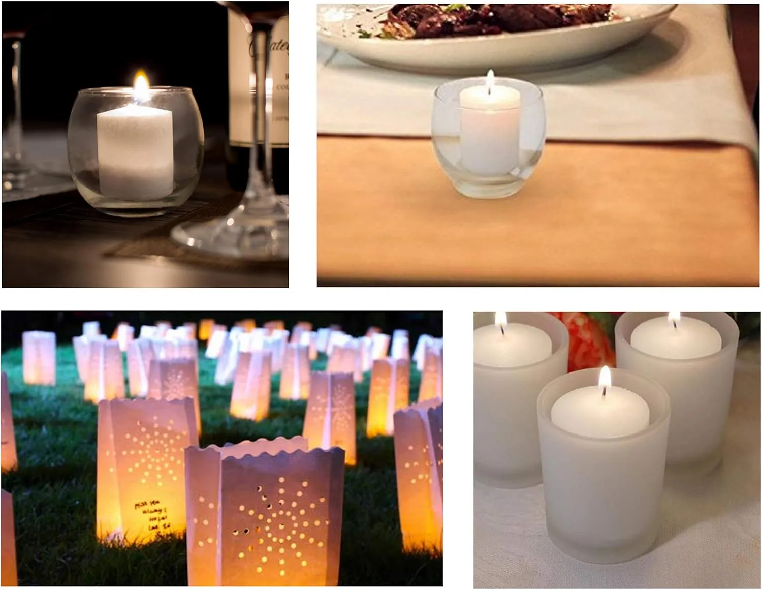 D'light Online 15 Hour Unscented White Emergency and Events Bulk Votive Candles for Wedding Votives, Luminary Candles, Restaurants, Churches, Bars, Parties, Spa and Decor (Set of 36 - White, 15 Hour)