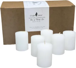 D'light Online 15 Hour Unscented White Emergency and Events Bulk Votive Candles for Wedding Votives, Luminary Candles, Restaurants, Churches, Bars, Parties, Spa and Decor (Set of 36 - White, 15 Hour)