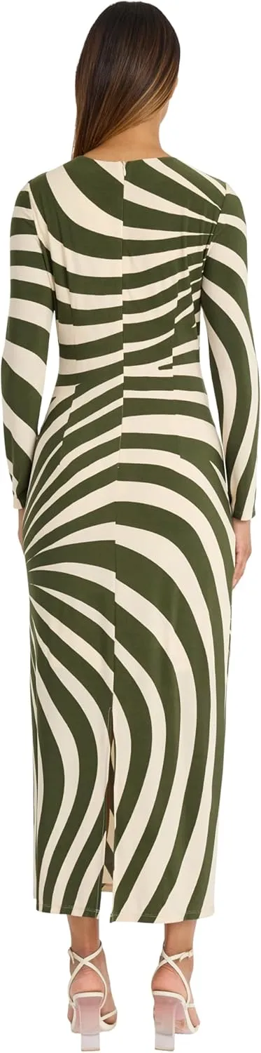 Donna Morgan Women's Striped Long Sleeve Easy Body Maxi Dress