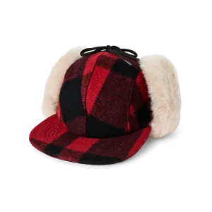 Double Mackinaw Wool Cap - Red Black Plaid/birch