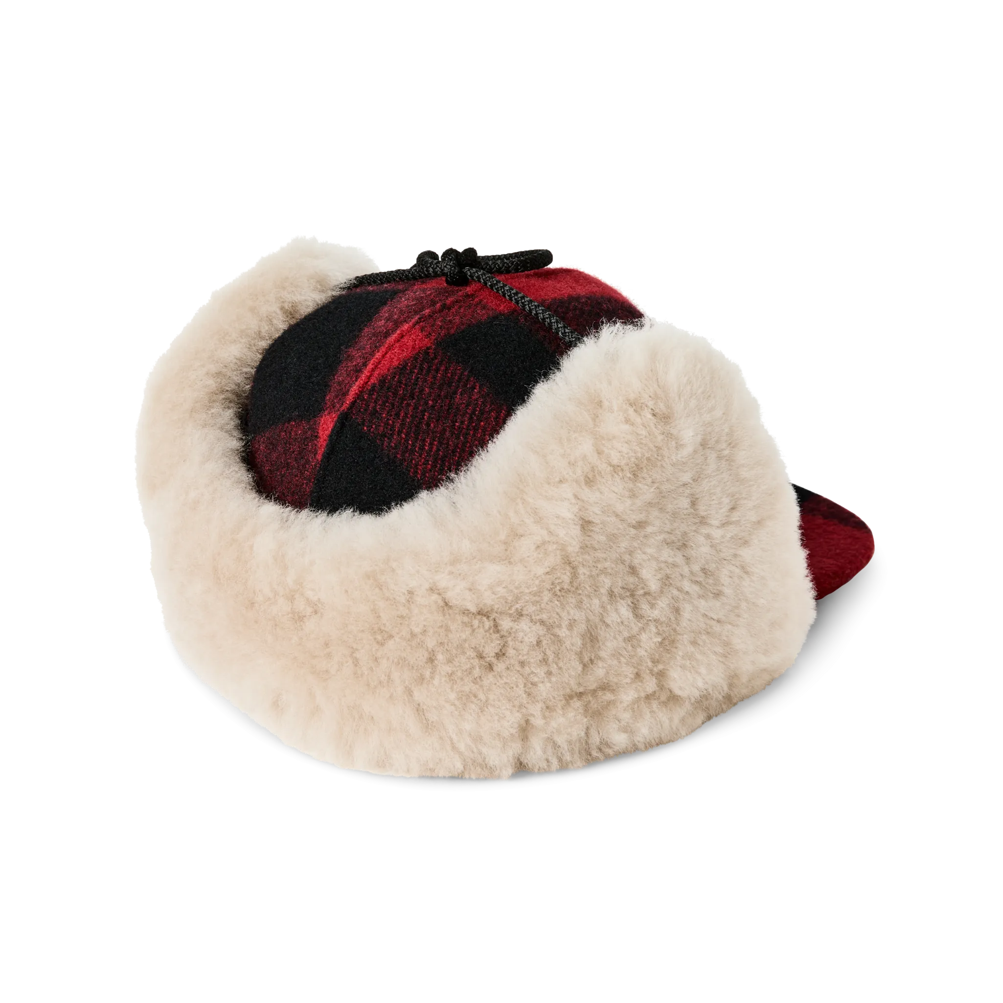 Double Mackinaw Wool Cap - Red Black Plaid/birch