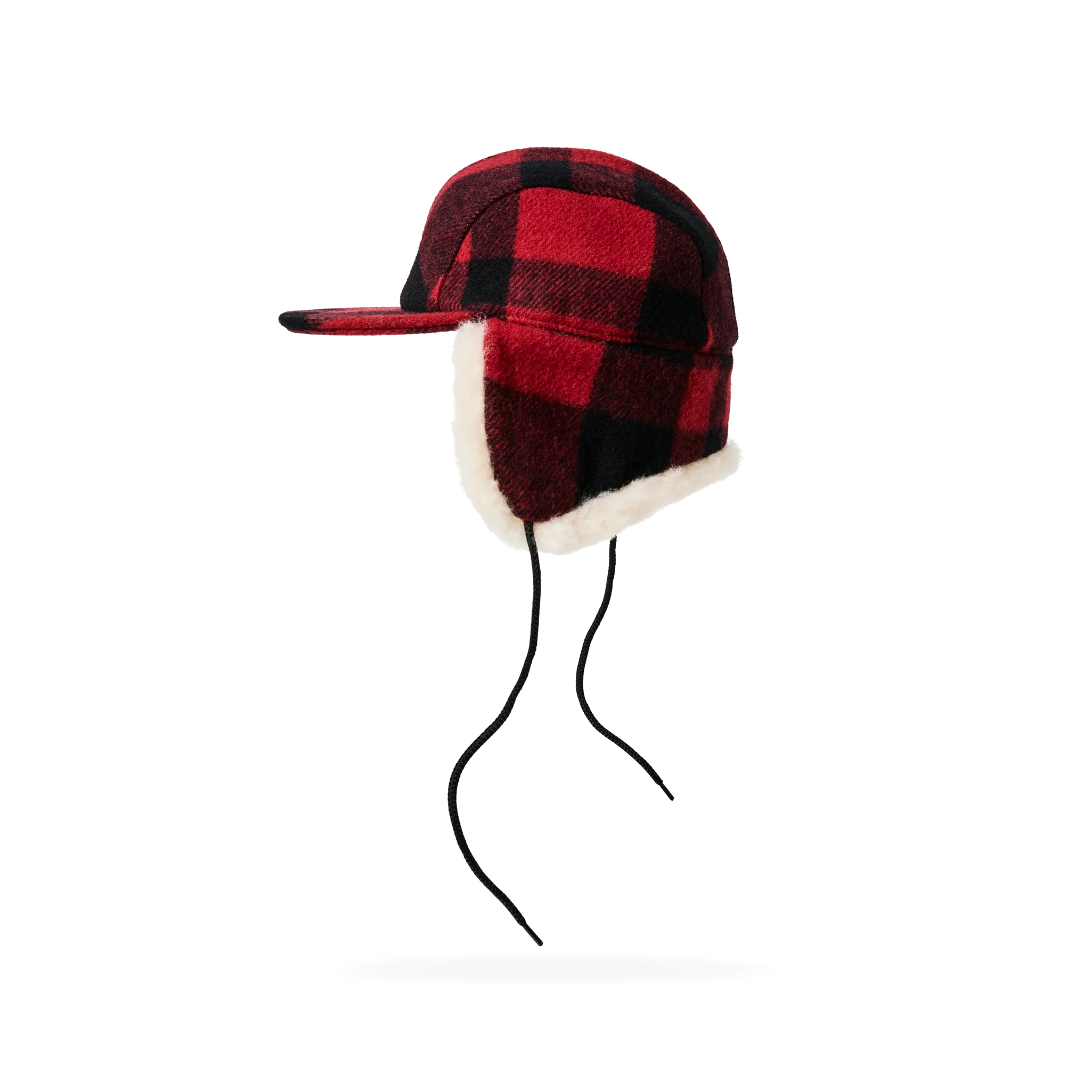 Double Mackinaw Wool Cap - Red Black Plaid/birch