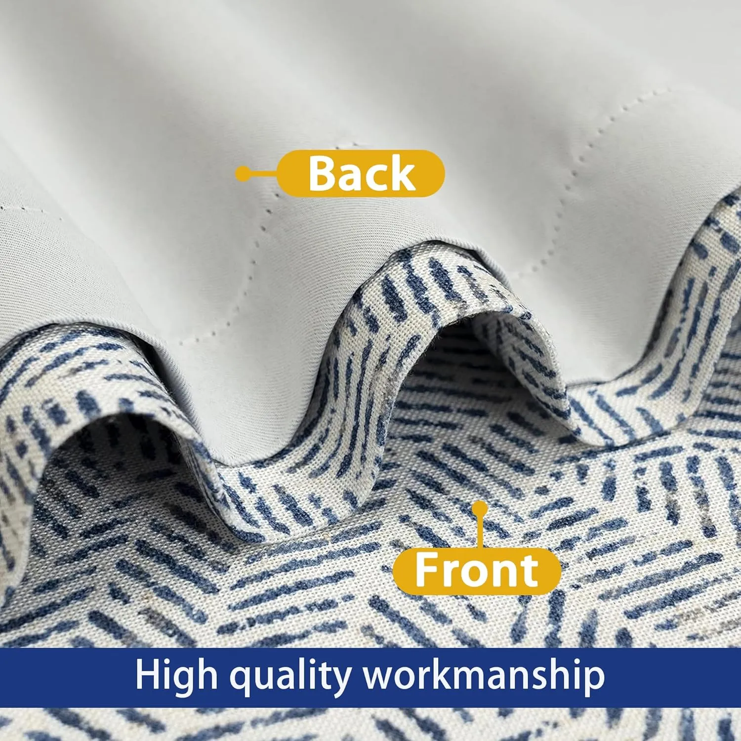 DriftAway Farmhouse Linen Lined Valance Double Layer Thermal Insulated Room Darkening Blackout Window Valances 3 Inch Rod Pocket Striped Kitchen Valance for Bathroom Single 52 x 18 Inch Roman Navy