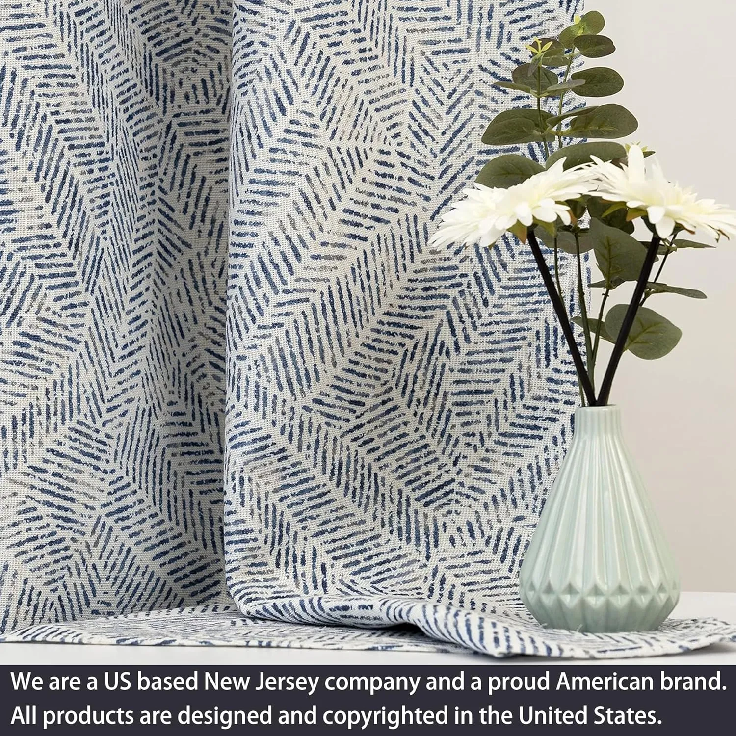 DriftAway Farmhouse Linen Lined Valance Double Layer Thermal Insulated Room Darkening Blackout Window Valances 3 Inch Rod Pocket Striped Kitchen Valance for Bathroom Single 52 x 18 Inch Roman Navy