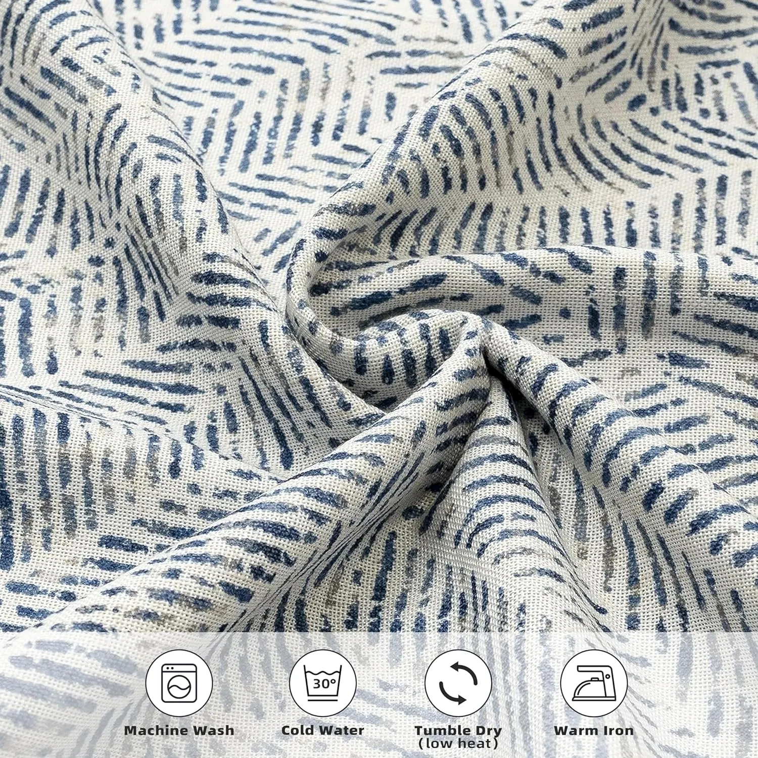 DriftAway Farmhouse Linen Lined Valance Double Layer Thermal Insulated Room Darkening Blackout Window Valances 3 Inch Rod Pocket Striped Kitchen Valance for Bathroom Single 52 x 18 Inch Roman Navy