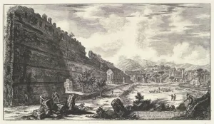 EAGBJTPTM Famous Art Picture Photo Canvas Image View of the Remnants of the Castro Pretorio in the Villa Adriana in Tivoli by Battista Piranesi Famous Painting for Home Decor 60x90cm