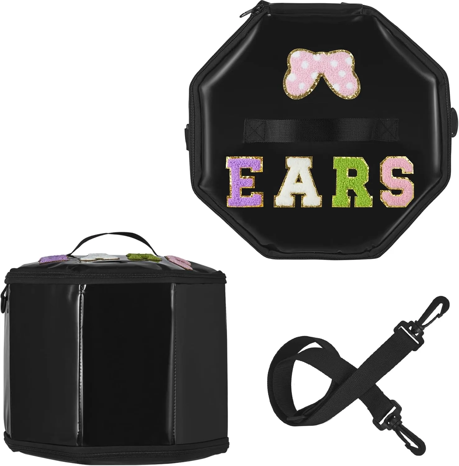 Ears Storage Travel Packing Organizers,Packing Organizers with Adjustable Shoulder Strap,Headband Ears Display Storage Box,Large Makeup Bag Snack Bags for Girls Women for Travel Picnic 11"x11"x9"