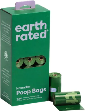 Earth Rated Dog Poop Bags, Guaranteed Leakproof and Extra Thick Waste Bag Single Refill Rolls for Dogs, Lavender Scented, 315 Count