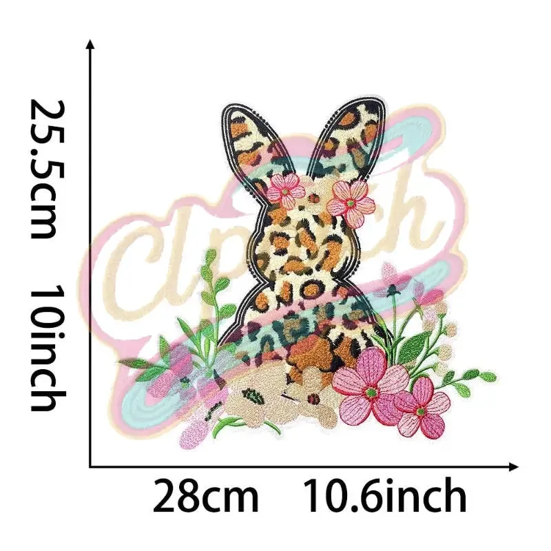 Easter- Leopard Bunny Chenille embroidery patch