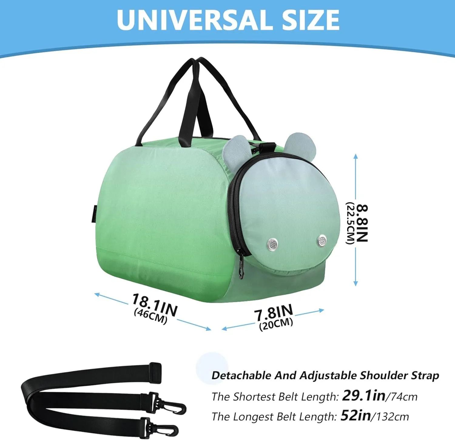 Elegant Blue Lime Green Gradient Duffle Bags for Traveling Tote Toddler Weekender Bags Duffle Bag for Kids Carry on Duffel Bag Boys