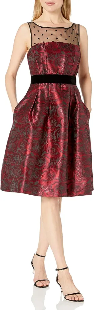 Eliza J Women's Rose Print Fit & Flare Dress