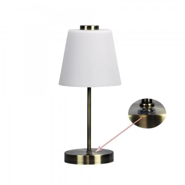 ERIK Antique Brass 5W Warm White LED 3 Stage Touch Lamp with Frosted Glass Shade