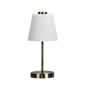 ERIK Antique Brass 5W Warm White LED 3 Stage Touch Lamp with Frosted Glass Shade