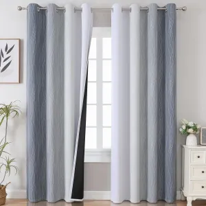 Estelar Textiler Grey and Greyish White Blackout Curtains & Drapes for Bedroom,Thermal Insulated Ombre Blackout Drapes,Full Room Darkening Energy Saving Gray Curtains for Living Room,52Wx84L,2 Panels