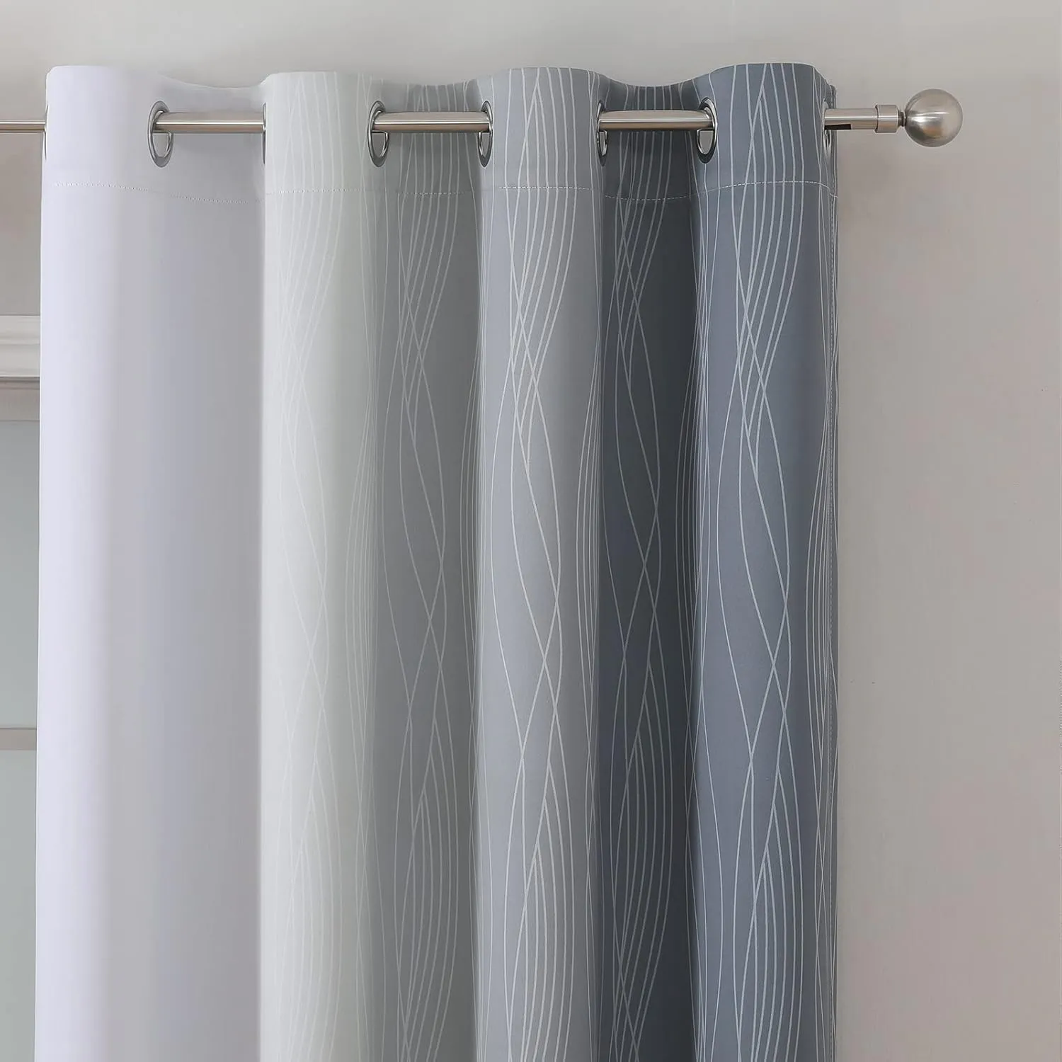 Estelar Textiler Grey and Greyish White Blackout Curtains & Drapes for Bedroom,Thermal Insulated Ombre Blackout Drapes,Full Room Darkening Energy Saving Gray Curtains for Living Room,52Wx84L,2 Panels
