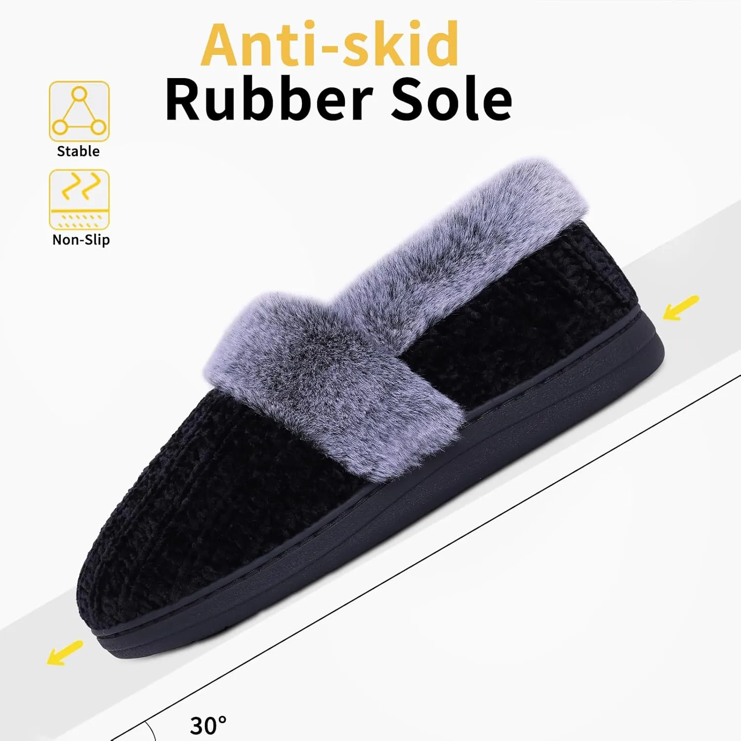 Evshine Women's Fuzzy Memory Foam Slippers, Closed Back Knit Bedroom Slippers, Slip-On Warm House Shoes for Indoor & Outdoor Comfort