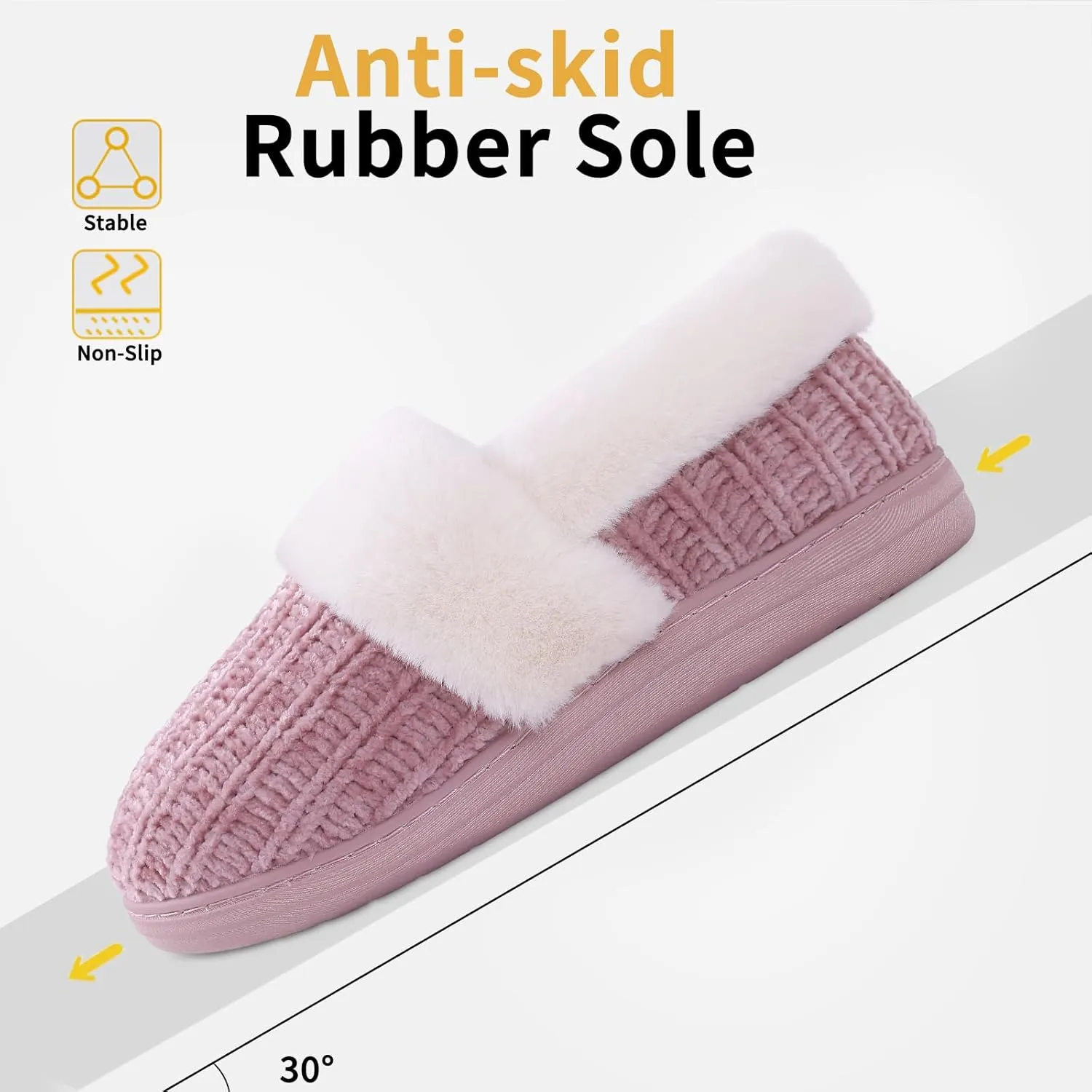 Evshine Women's Fuzzy Memory Foam Slippers, Closed Back Knit Bedroom Slippers, Slip-On Warm House Shoes for Indoor & Outdoor Comfort