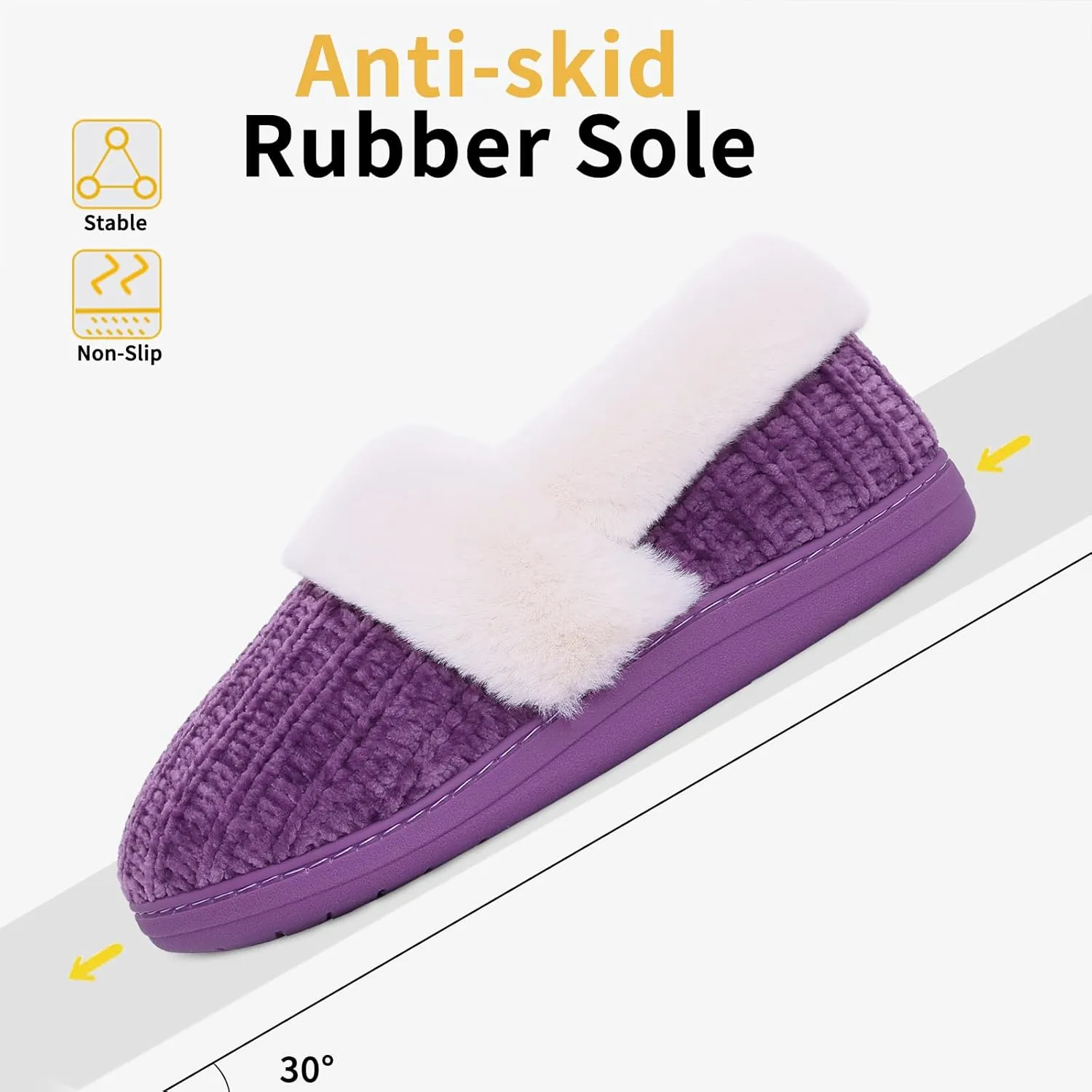 Evshine Women's Fuzzy Memory Foam Slippers, Closed Back Knit Bedroom Slippers, Slip-On Warm House Shoes for Indoor & Outdoor Comfort