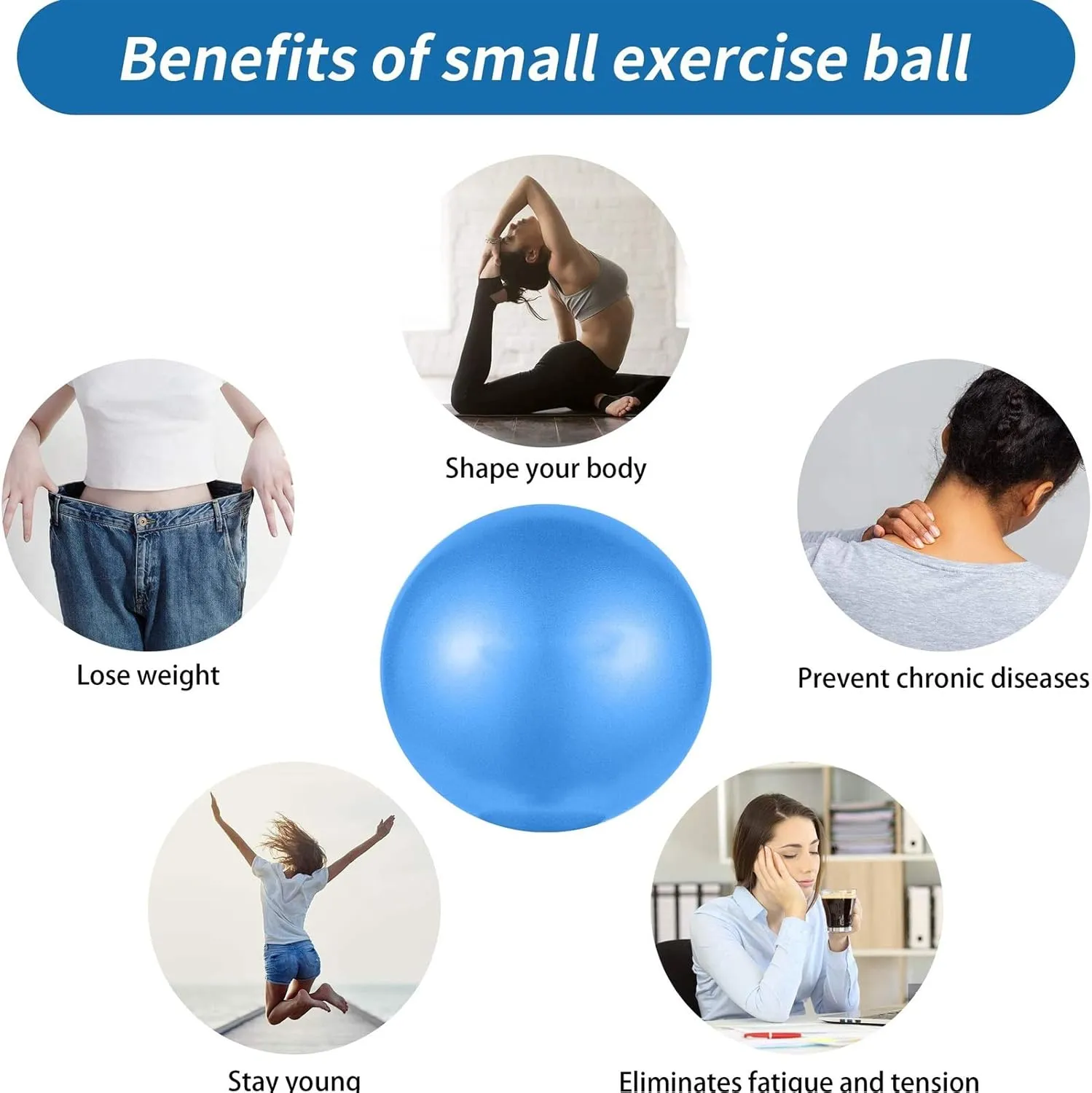 Exercise Ball, Pilates Ball 9 inch, Exercise Balls for Adults, Soft Mini Gym Ball, Yoga Core Training and Physical Therapy, Improves Balance