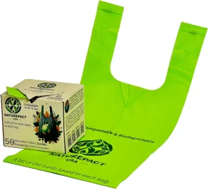 Extra Thick 1 MIL Compostable Trash Bags with Handles, 2.6 Gallon - Heavy Duty, Ultra Durable, Leak Proof, Kitchen Compost Bin Compatible, 50 Count, Handle-Tie