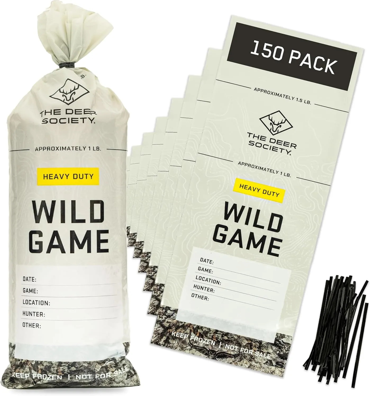 Extra Thick Wild Game Bags for Freezer Storage [150 pk ] | Extra Strong | 2.6 Mil Thickness | Meat Bags For Ground Meat | Deer Society | Illusion Outdoor Systems | Protect Your Game Meat