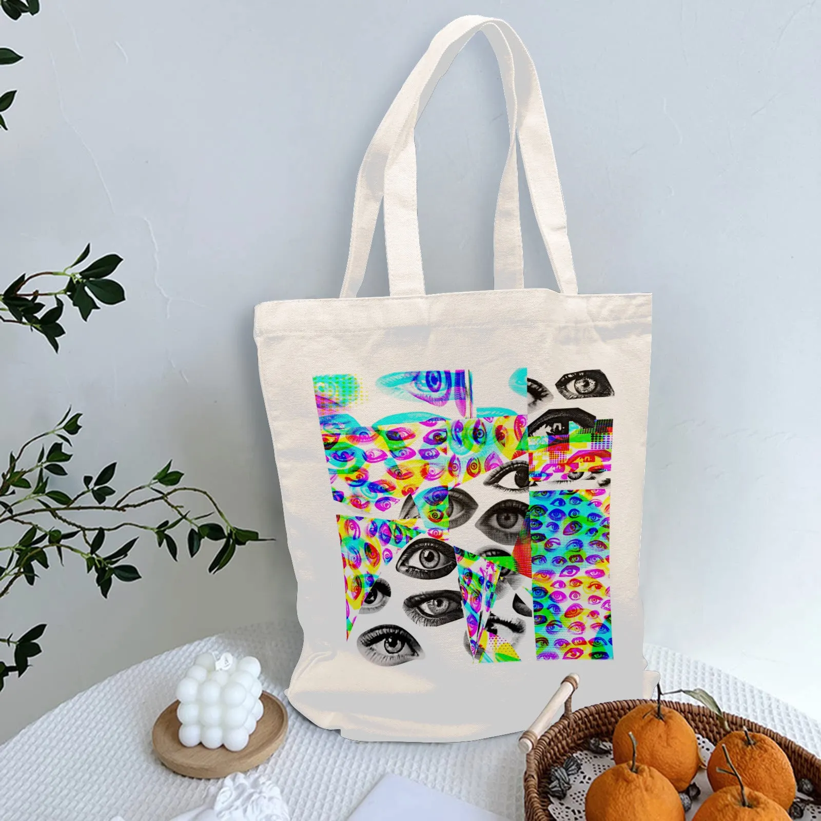 Eyes Glitch RGB Cotton Tote Bag