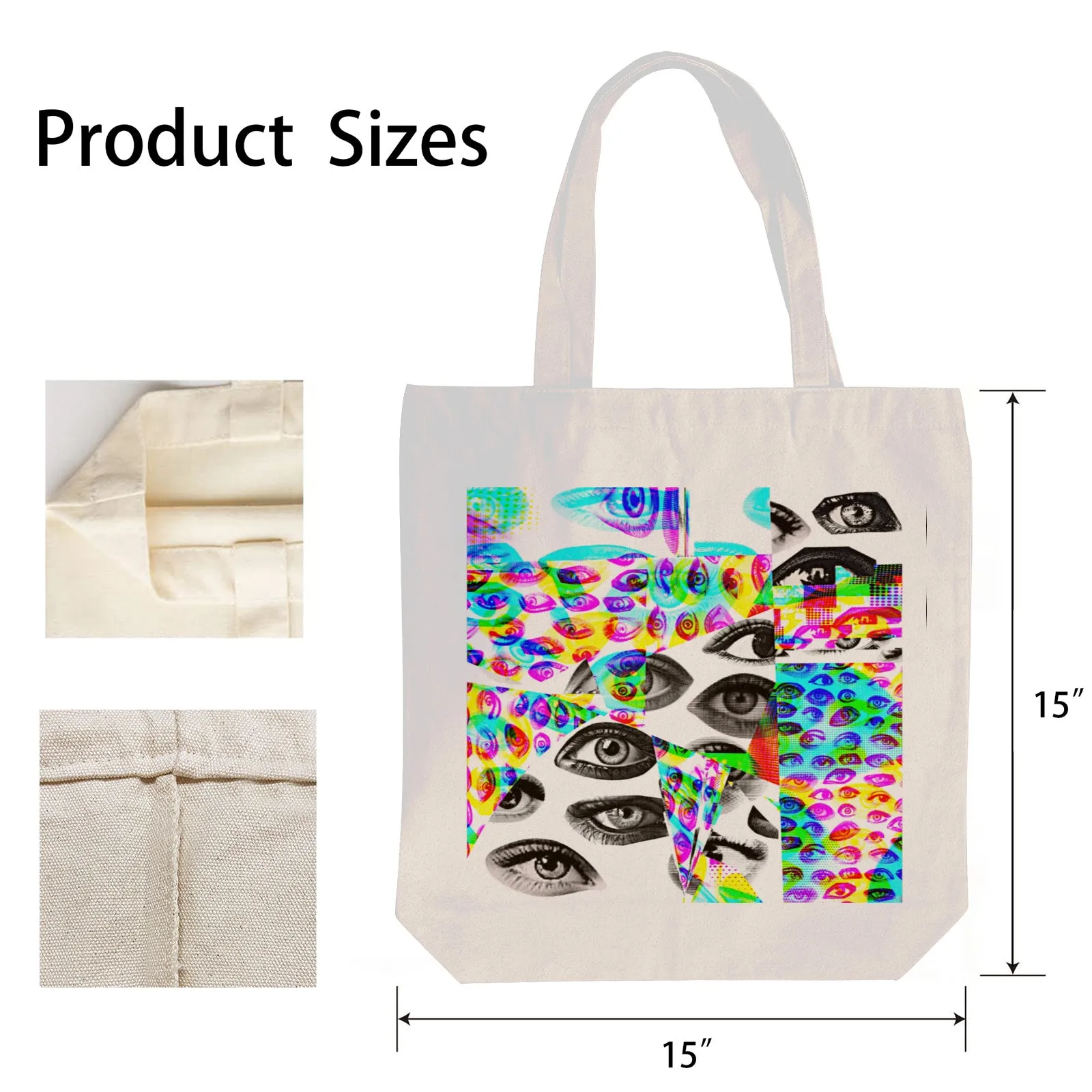 Eyes Glitch RGB Cotton Tote Bag