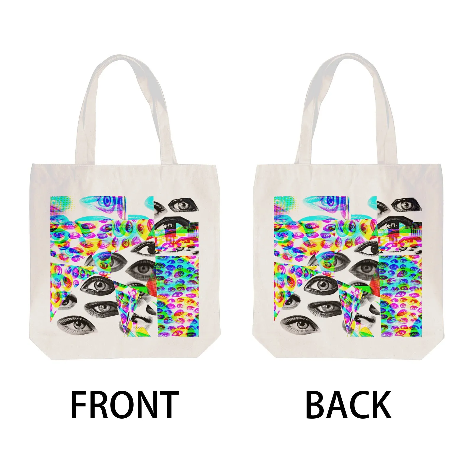 Eyes Glitch RGB Cotton Tote Bag