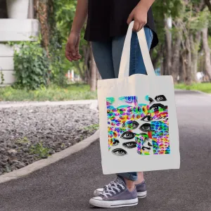 Eyes Glitch RGB Cotton Tote Bag