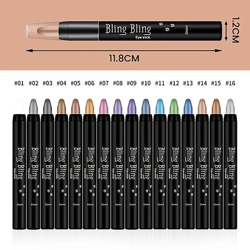 Eyeshadow Shimmer Stick, 2024 New Highlighter Eyeshadow Pencil Waterproof Glitter Eye Shadow Eyeliner Pen, Waterproof Eyeshadow Shimmer Stick Long Lasting Brightener Eyeshadow Pencil Crayon