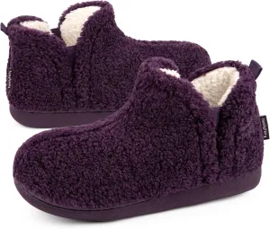 FamilyFairy Bootie Slippers for Women Warm House Shoes Memory Foam Indoor Outdoor Fuzzy Boots with Rubber Sole