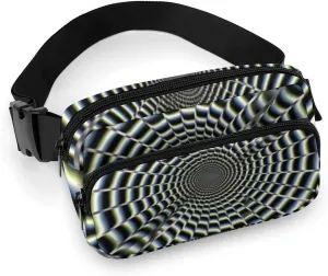 Fashionable Large-capacity Twill Spiral Optical Illusion Gif Printed Waist Bag, A Must-have Item for Hands-free Travel