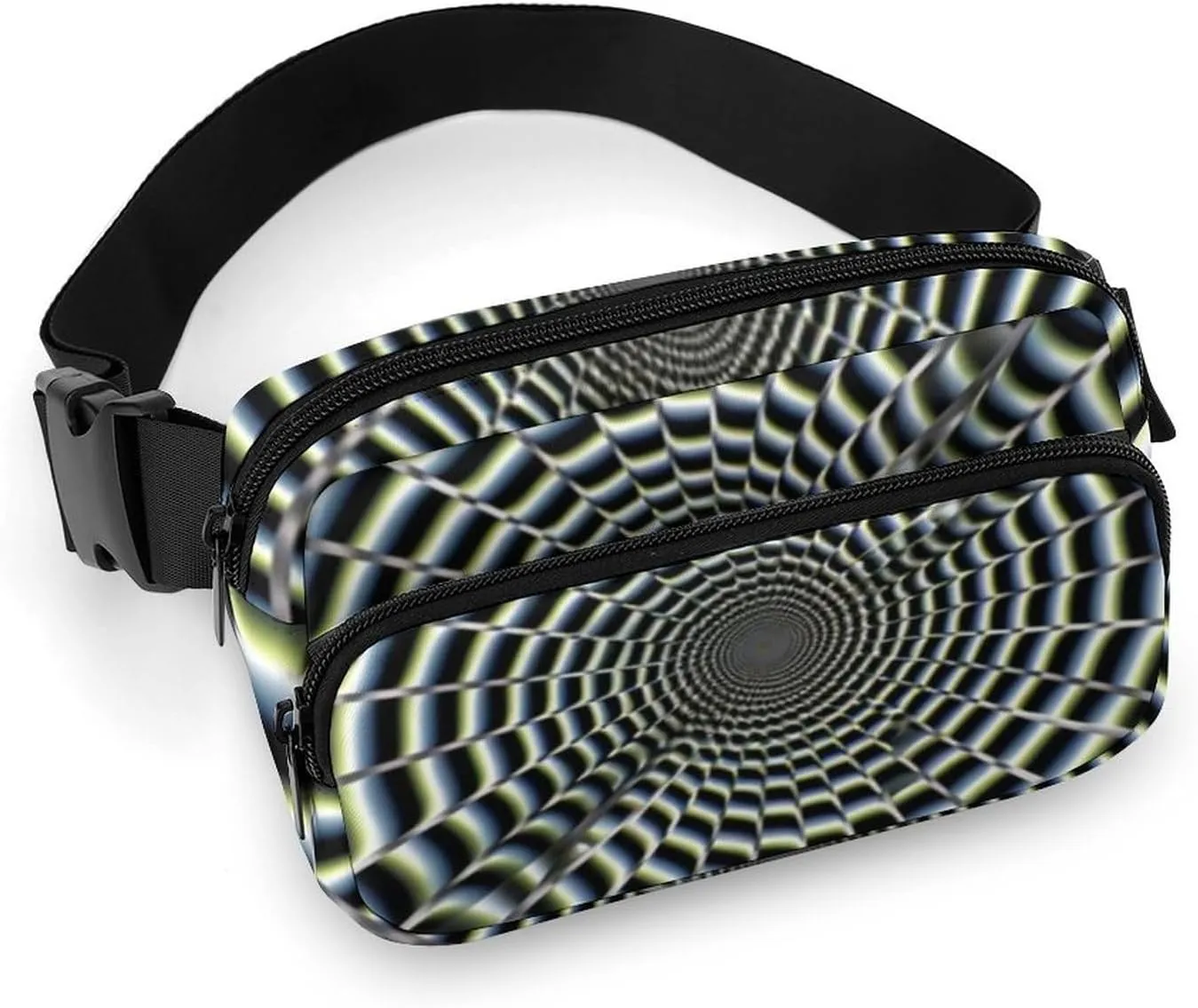 Fashionable Large-capacity Twill Spiral Optical Illusion Gif Printed Waist Bag, A Must-have Item for Hands-free Travel