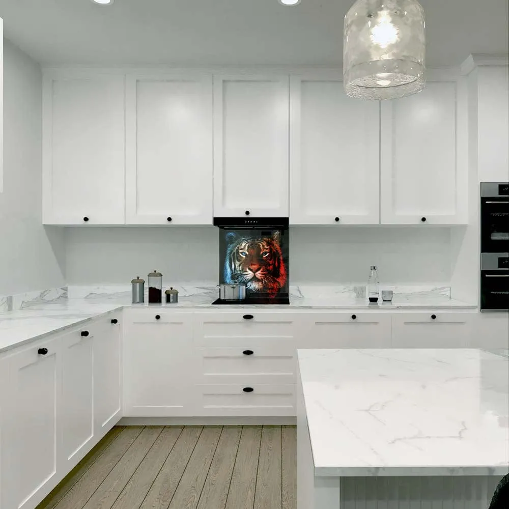 Fire and Ice Tiger Printed Glass  Splashback - DIY