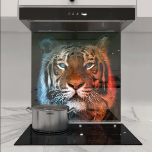 Fire and Ice Tiger Printed Glass  Splashback - DIY