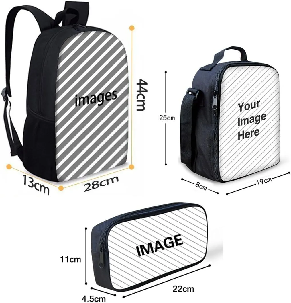 Fire Water Football Designs Backpack Set 3 Piece School Bags for Teen Boys Lunch Bags Pen Holder