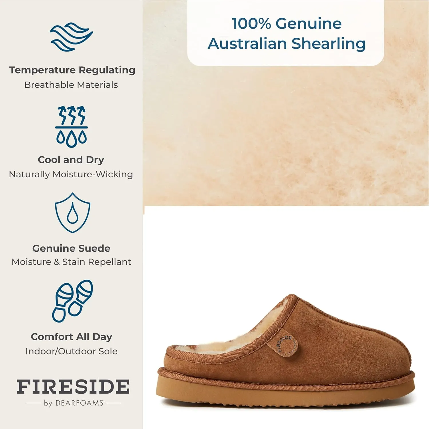 Fireside by Dearfoams Men's Grafton Genuine Shearling Indoor/Outdoor Clog