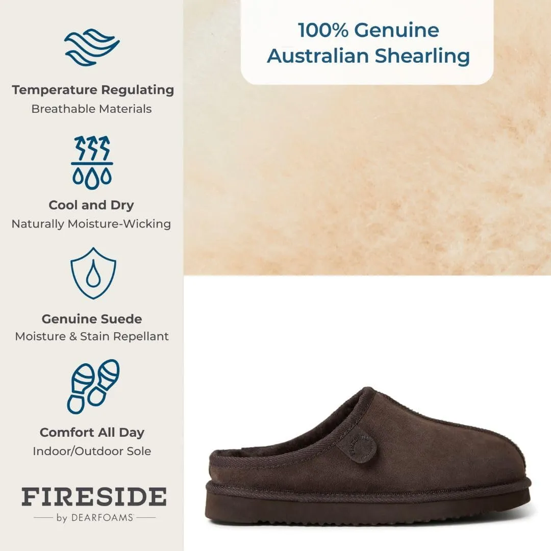 Fireside by Dearfoams Men's Grafton Genuine Shearling Indoor/Outdoor Clog