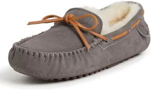 Fireside by Dearfoams Men's Victor Shearling Moccasin with Tie Slipper