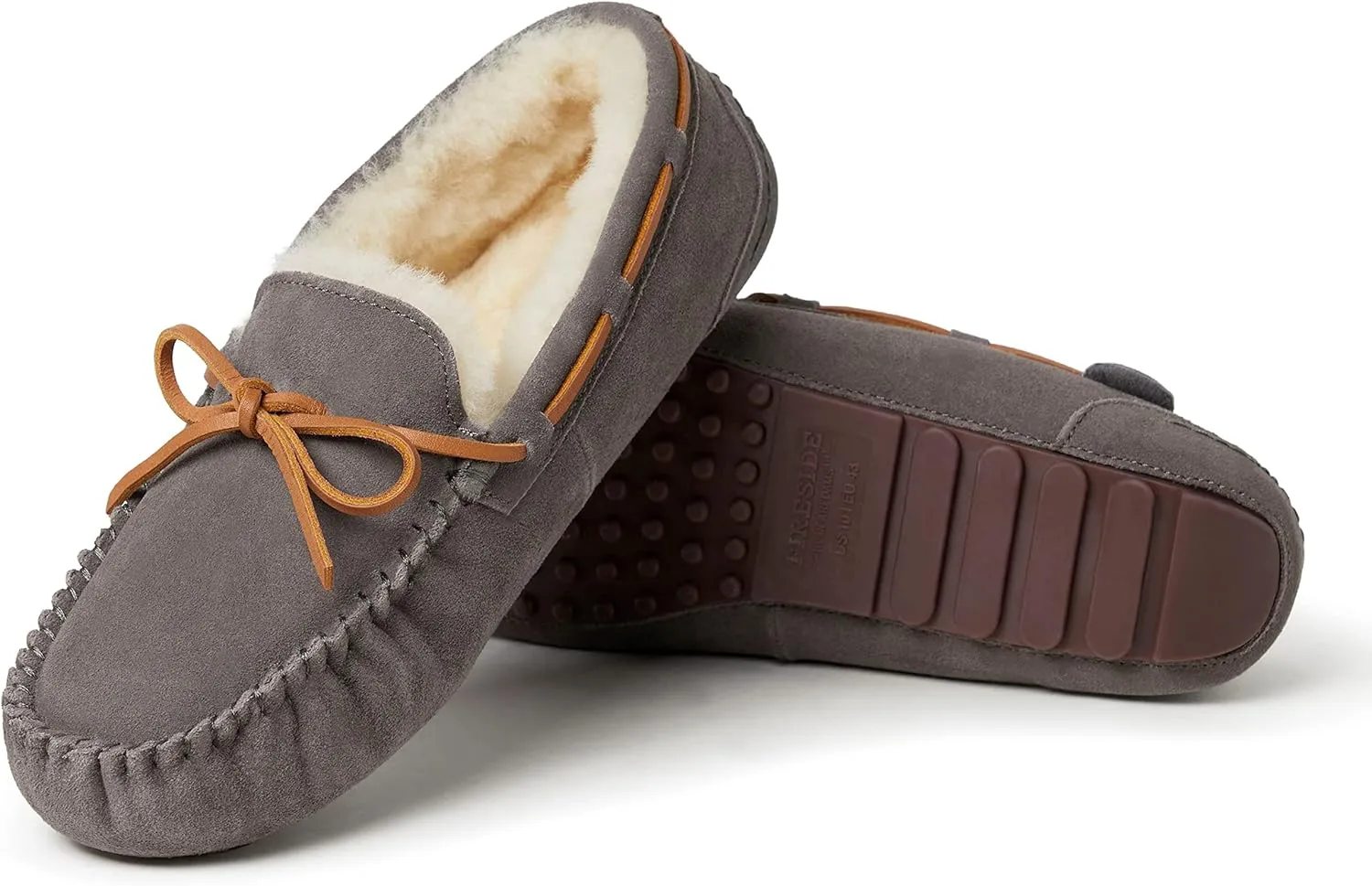 Fireside by Dearfoams Men's Victor Shearling Moccasin with Tie Slipper
