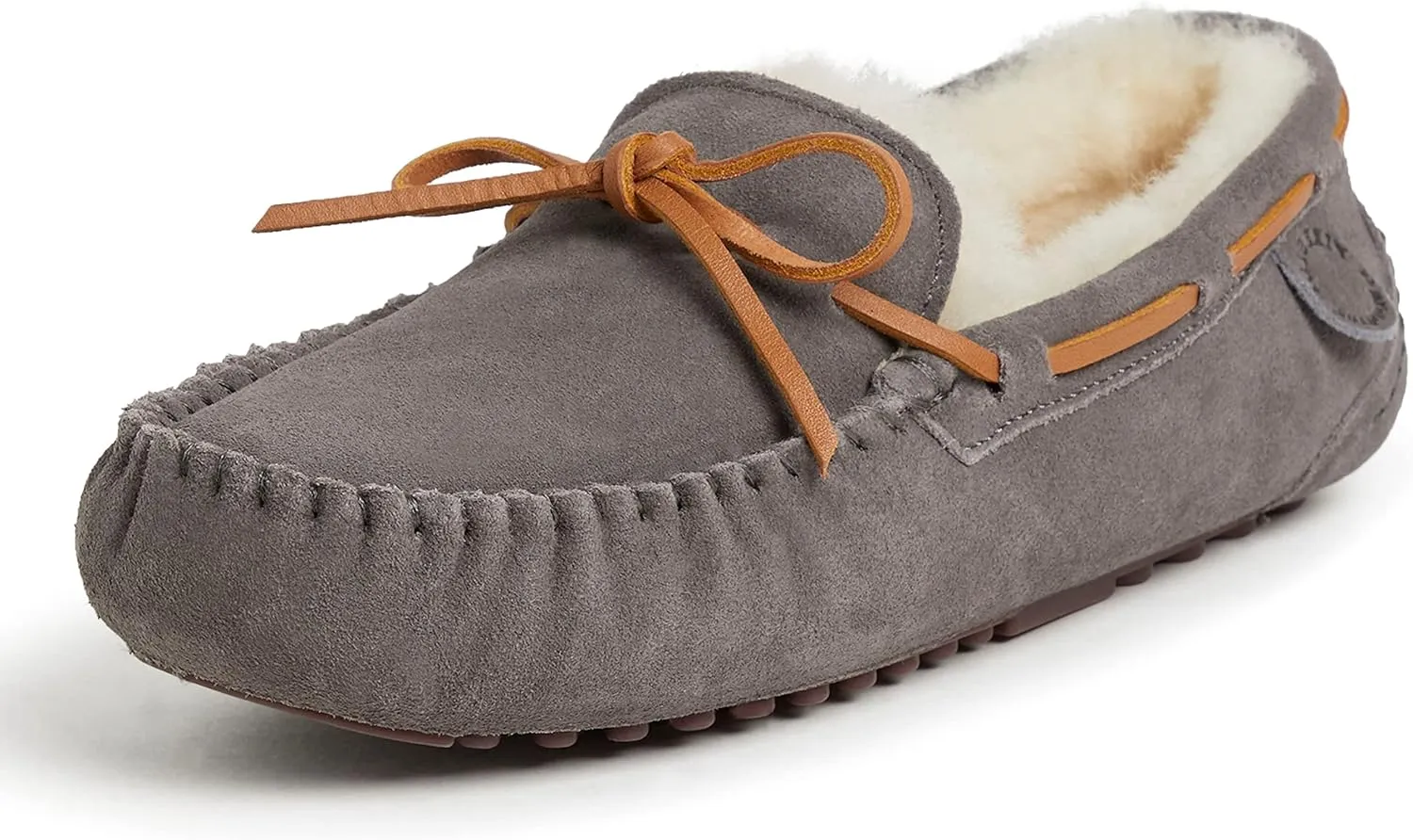 Fireside by Dearfoams Men's Victor Shearling Moccasin with Tie Slipper
