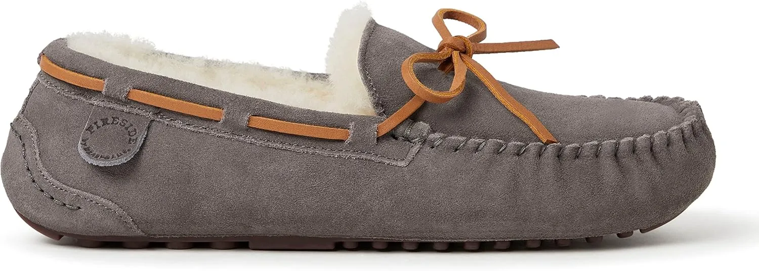 Fireside by Dearfoams Men's Victor Shearling Moccasin with Tie Slipper