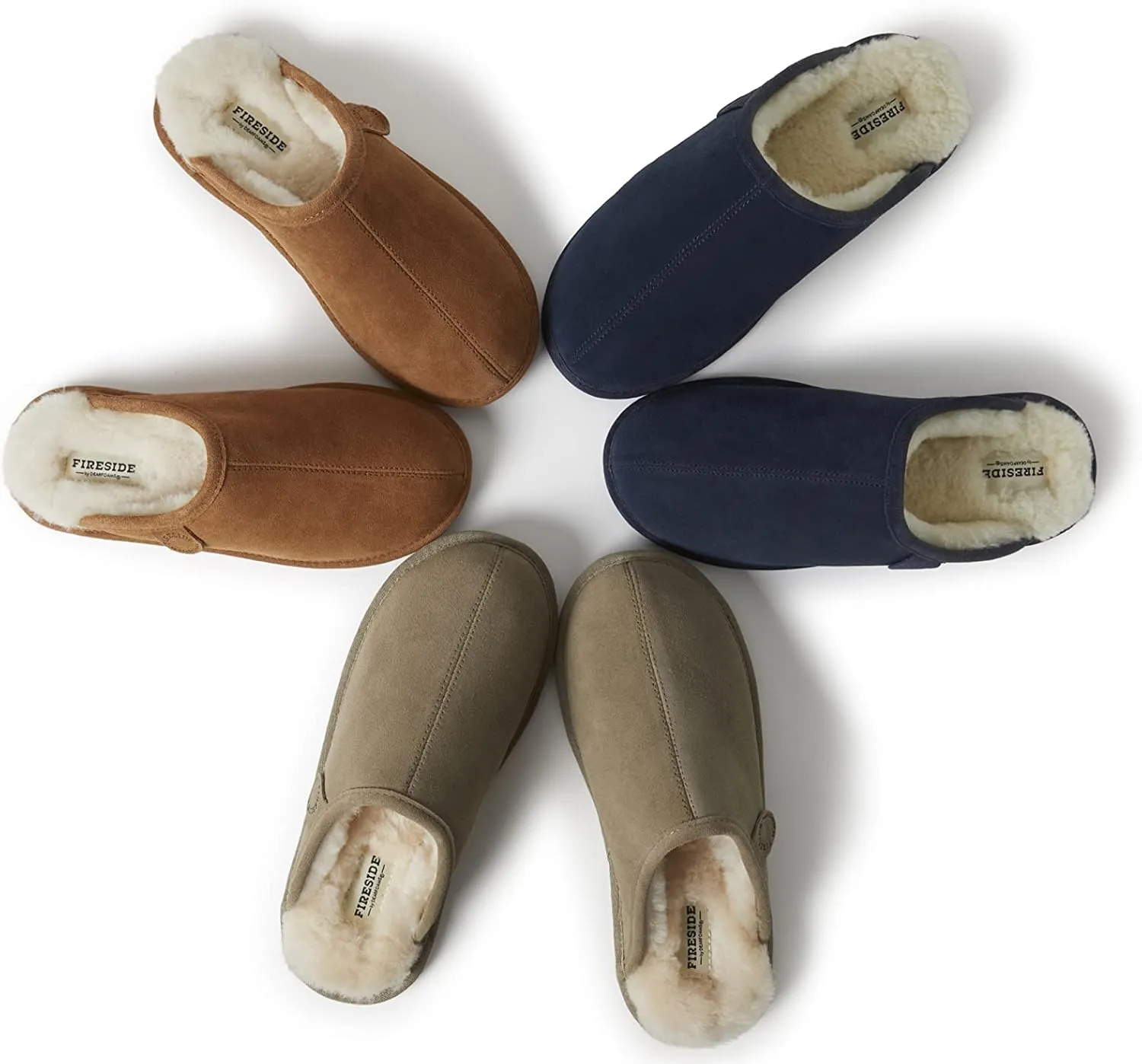 Fireside by Dearfoams Men's Warwick Water Resistant Shearling Scuff Slipper