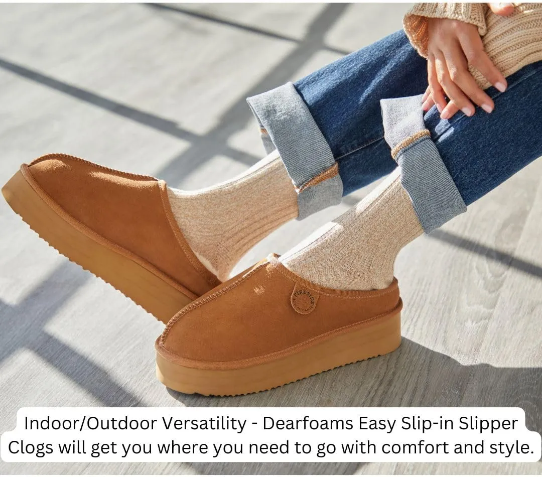 Fireside by Dearfoams Women's Greta Genuine Shearling Indoor Outdoor Clog