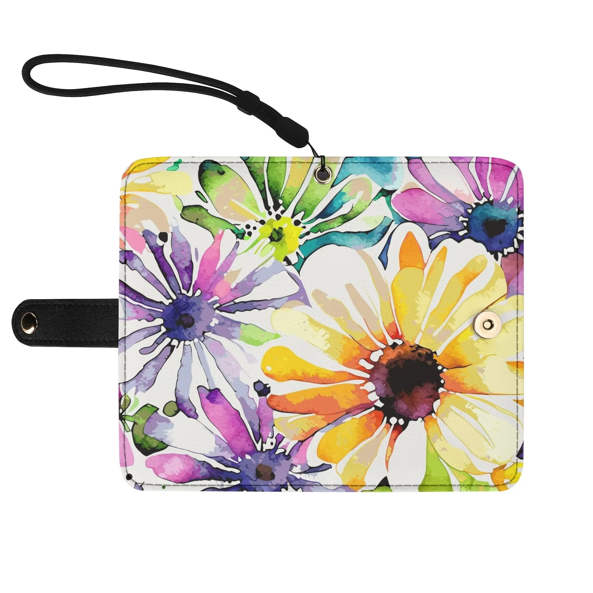 Floral Pattern Brown PU Leather Phone Flip Case with Coinpurse