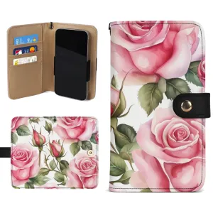 Floral Pattern Brown PU Leather Phone Flip Case with Coinpurse