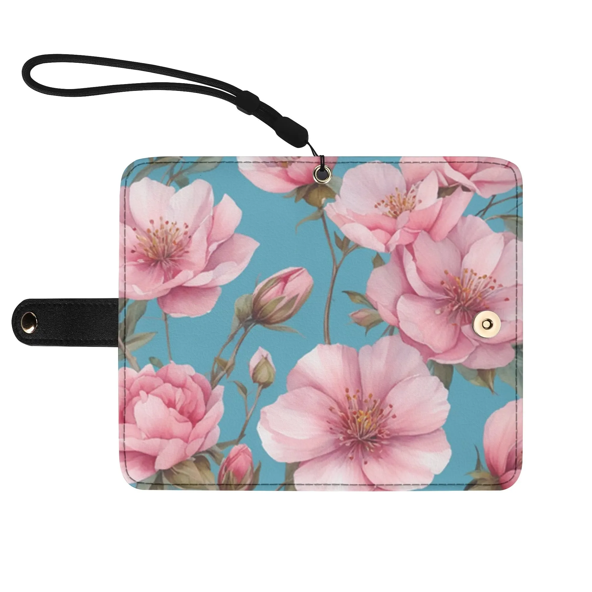 Floral Pattern Brown PU Leather Phone Flip Case with Coinpurse