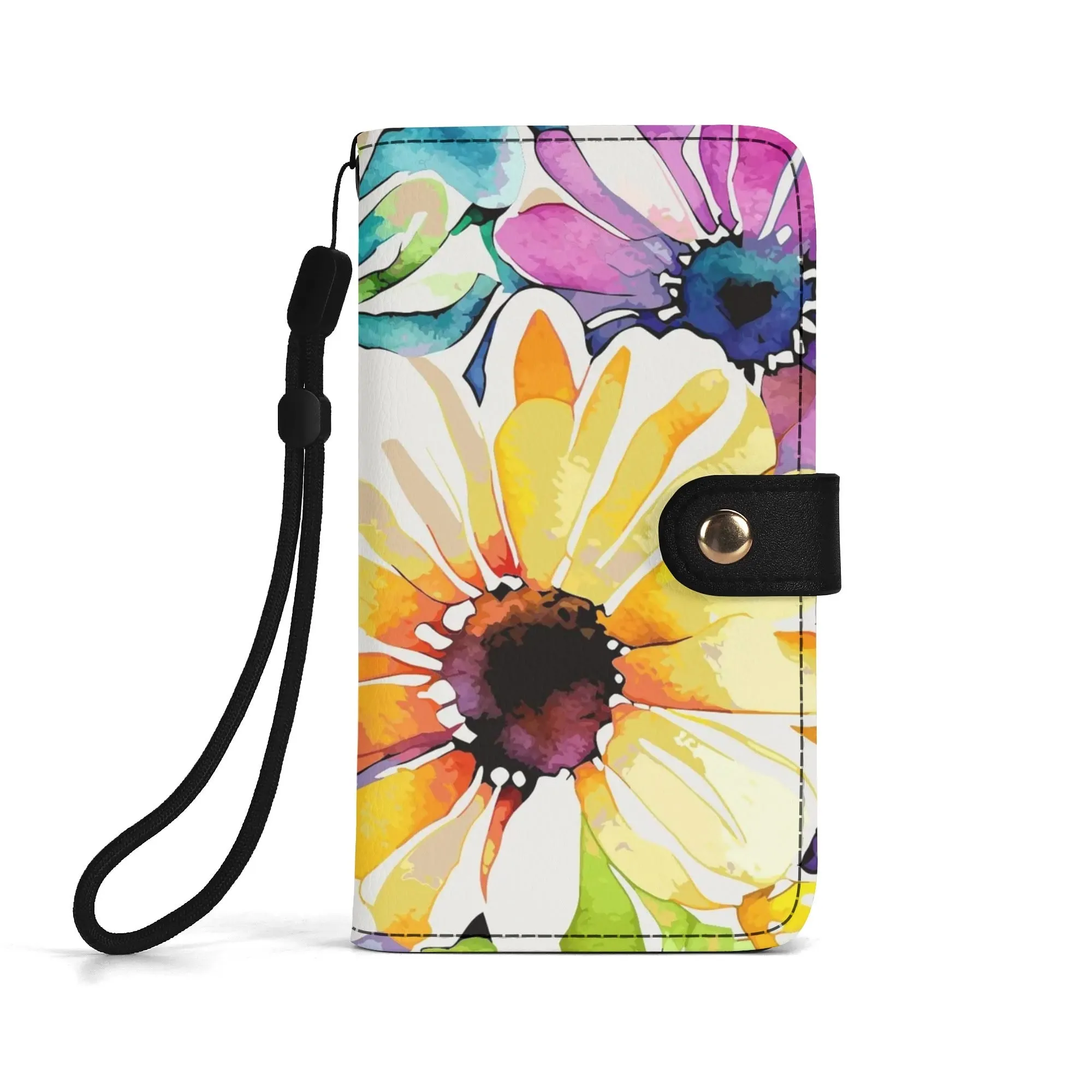 Floral Pattern Brown PU Leather Phone Flip Case with Coinpurse